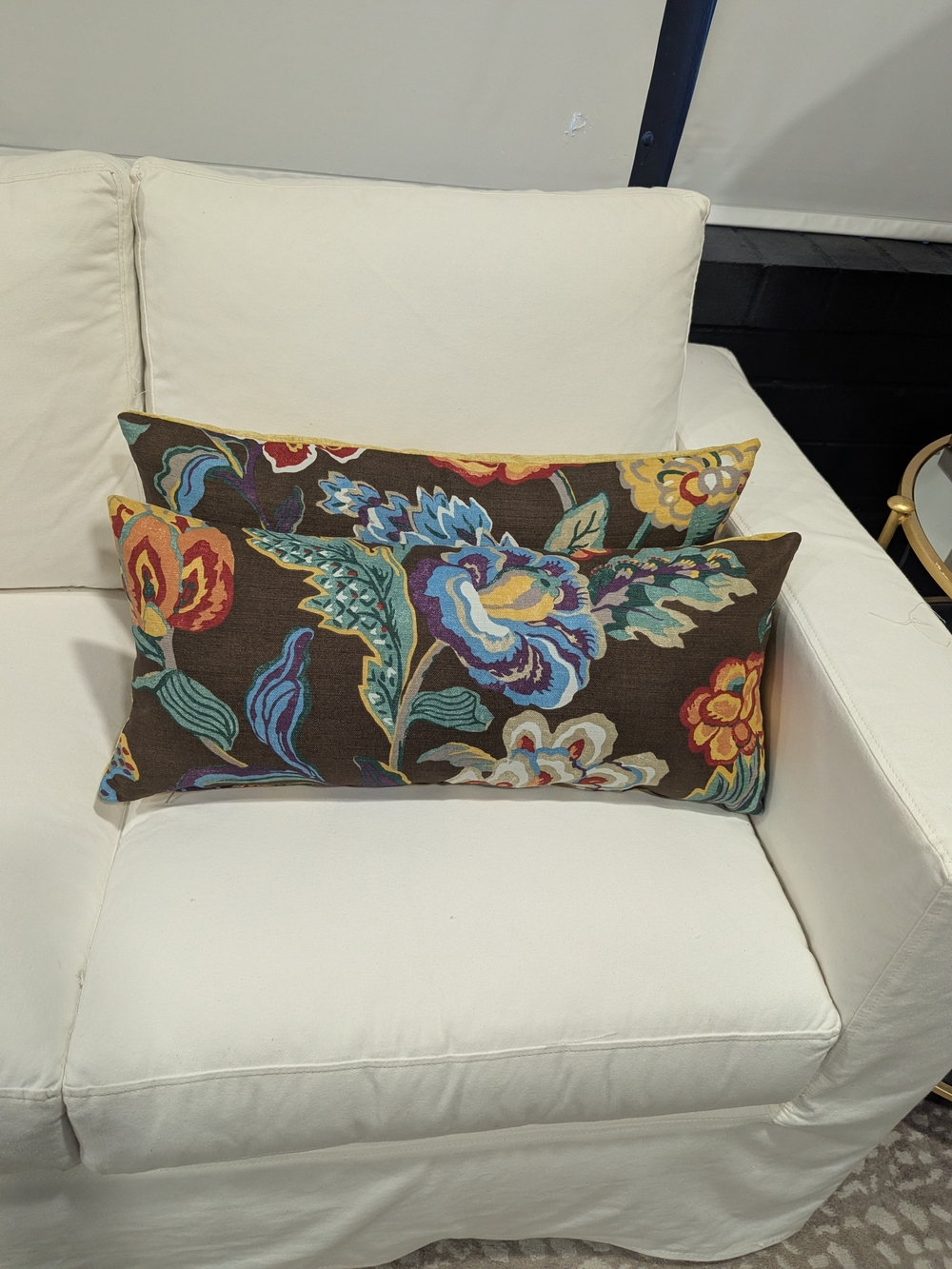 Brown Floral Lumbar Pillow - Decorative Home Accent Covers Only